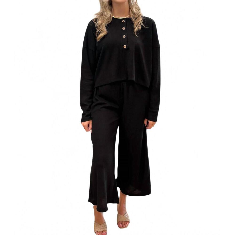 NEW CES FEMME ava long sleeve top and pants set in black